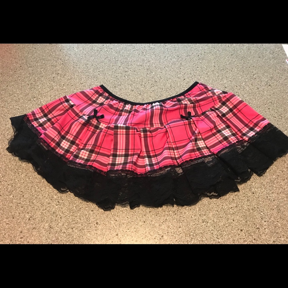 Pink plaid skirt